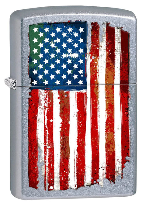 Zippo Lighter: Grunge American Flag - Street Chrome