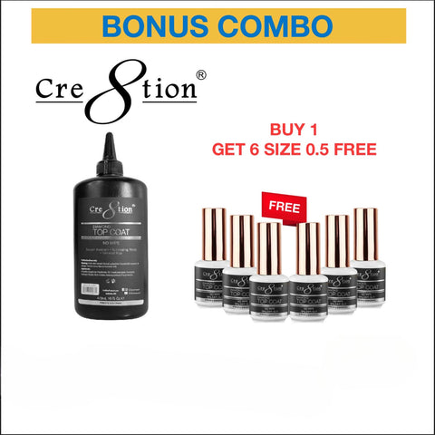 Cre8tion - Diamond Soak Off Gel - No Wipe Top Coat 16oz Refill - Buy 1 get 6 size 0.5oz free
