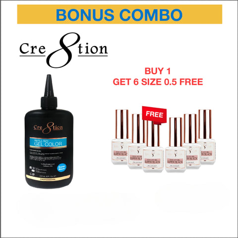 Cre8tion Soak Off Gel Super Black 8oz ( Free 6 super black 0.5oz )