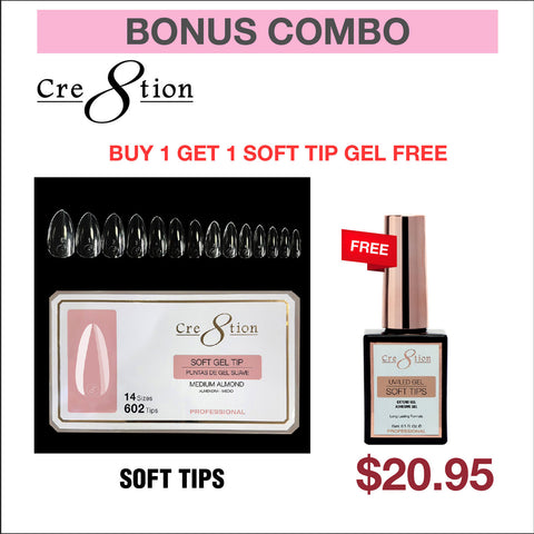 Cre8tion Soft Gel Tip -COFFIN ( Buy 1 Get Free Soft Tip Gel )