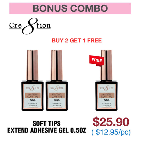 CRE8TION SOFT TIPS EXTEND ADHESIVE GEL 0.5OZ  BUY 2 GET 1 FREE