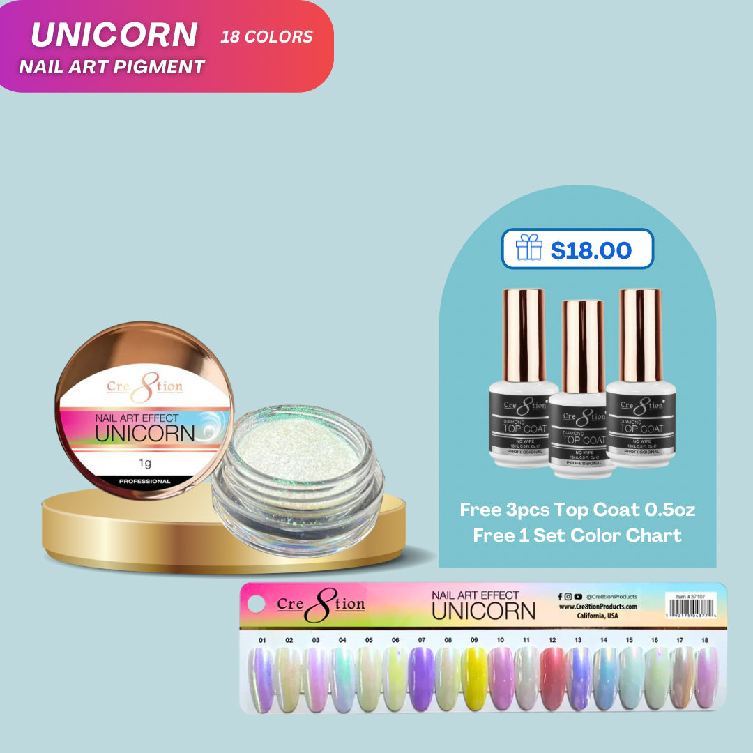Cre8tion Nail Art Unicorn Effect, Color Board 18 Colors Cre8tion Nail Art Unicorn Effect, Color Board 18 Colors