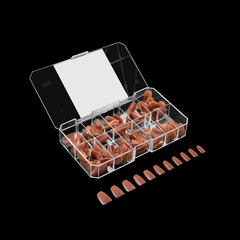 NEUTRALS GEL-X® IMANI NATURAL COFFIN SHORT BOX OF TIPS 150PCS - 11 SIZES