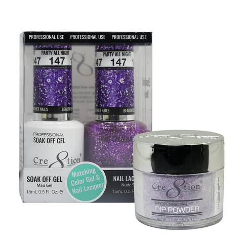 Cre8tion Trio Matching Collection 147 PARTY ALL NIGHT (GLITTER)