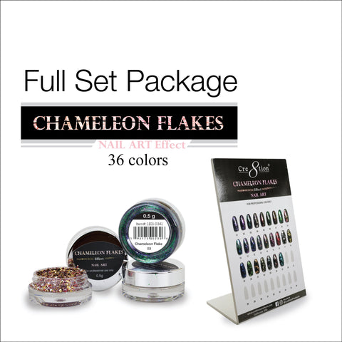 Cre8tion - Nail Art Effect - Chameleon Flakes Full Set - 36 Colors Collection - 11.00/each