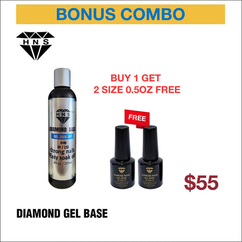 HNS Diamond Gel Base 8oz Refill - Buy 1 Get 2 Size 0.5oz Free