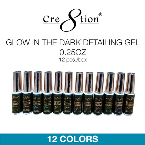 Cre8tion Glow in the Dark Detailing Gel 0.25oz - Full set 12 colors