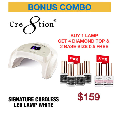 Cre8tion - Signature Professional Cordless LED Lamp - White ( Buy 1 get Free 4 Top Coat & 2 Base Coat 0.5oz)