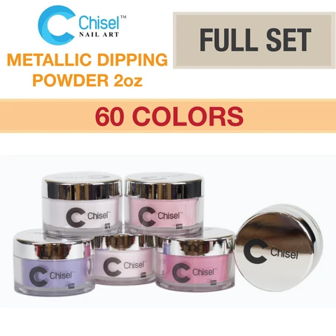 Chisel Nail Art - Dipping Powder -2oz Metallic Standard Full Set Of 60 Colors (from 01A - 30A, 01B - 30B)