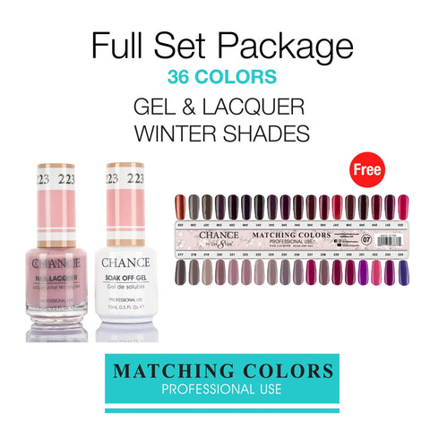 Chance Gel/Lacquer Duo Full Set - 36 Colors Winter Shades Collection 07 -$$5.75/each - Free 1 Color Chart / Topcoat 0.5oz & Nail Stickers