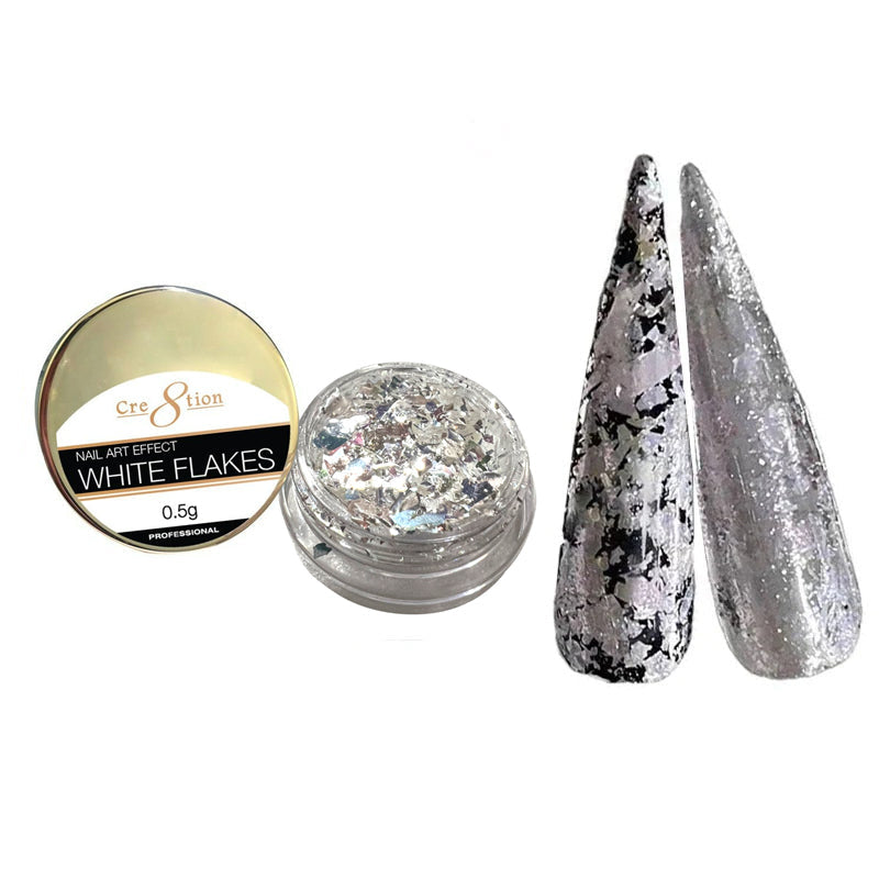 Cre8tion Nail Art, WHITE FLAKES, 0.5g, 1101-1295