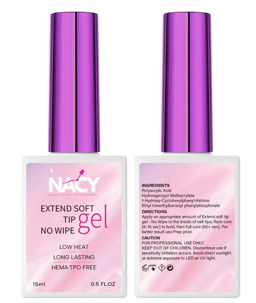＼NAIL/NOOO／ NACY Soft Tip No-Wipe Extend Gel 0.5oz- LOW HEAT - HEMA/TPO FREE