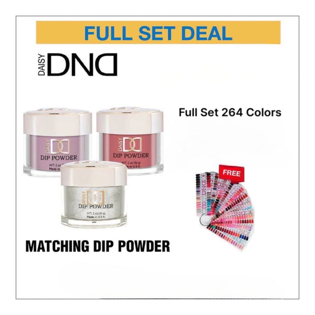DND Matching Dip Powder Full set 264 colors w/ 1 set Color Chart + F