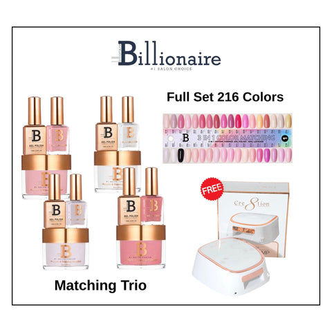 Full Set Billionaire Trio Matching 216 Colors w Color Chart & Free 1 Led Lamp