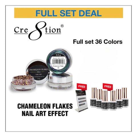 Cre8tion - Nail Art Effect - Chameleon Flakes Full Set - 36 Colors Collection - 11.00/each