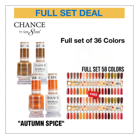 Chance Matching Color Gel & Nail Lacquer 0.5oz - 36 Colors - Hello Autumn Collection/ Free 2 Color Charts