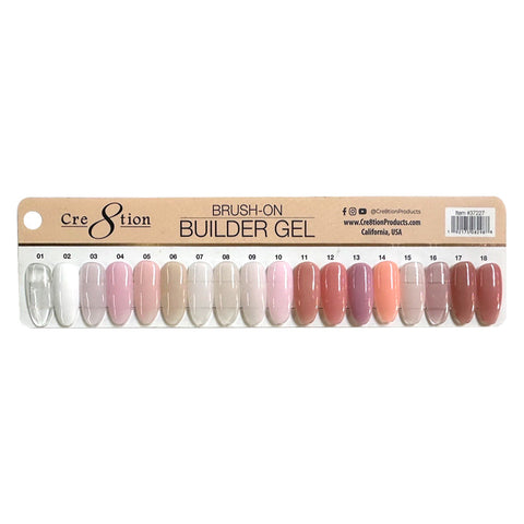 Cre8tion Gel Collection - Overlay/ Brush on Builder 0.5oz - Full Set 18 Colors w/ 1 Color Chart