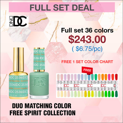 DND DC Duo Matching Color - Full set 36 colors - Free Spirit Collection - 15 w/ 1 Color Chart