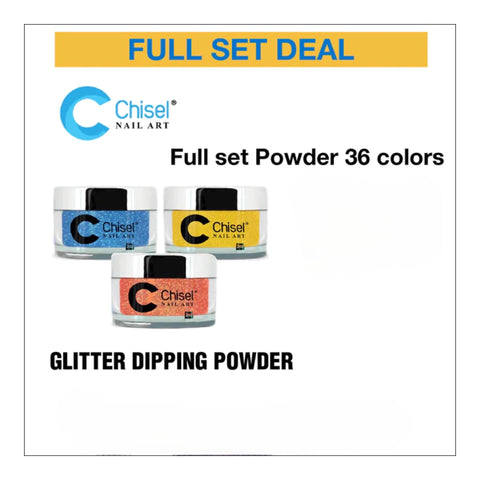 Chisel Full Set - Glitter Dipping Powder 2oz - 36 Colors #GL01 - #GL36