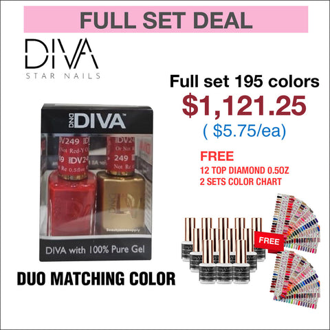 DIVA Matching Duo - Full Set 195 colors w/ 12 Top Diamond 0.5oz & 2 sets Color Chart