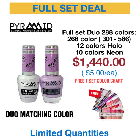 Pyramid Duo Matching Color - Full set 288 colors - colors (301- 566), 12 Colors Holo & 10 colors Neon(301- 566) w/ 1 set Color Chart