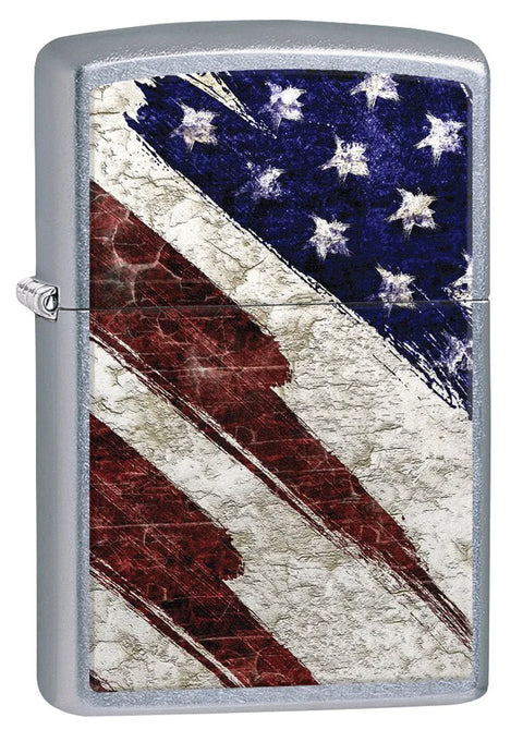 Zippo Lighter: Rustic United States Flag - Street Chrome