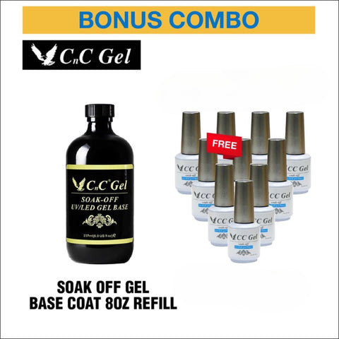 C&C - Soak Off Gel - Base Coat 8oz Refill - Buy 1 get 10 size 0.5oz free