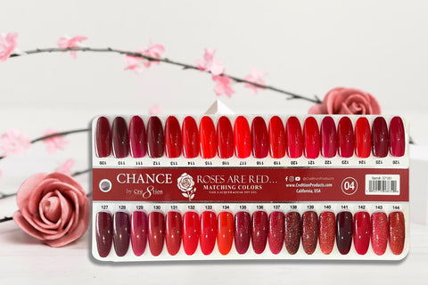Chance Matching Color Gel & Nail Lacquer 0.5oz - 36 Colors #109 - #144 - Roses Are Red... Collection w/ 2 set Color Chart