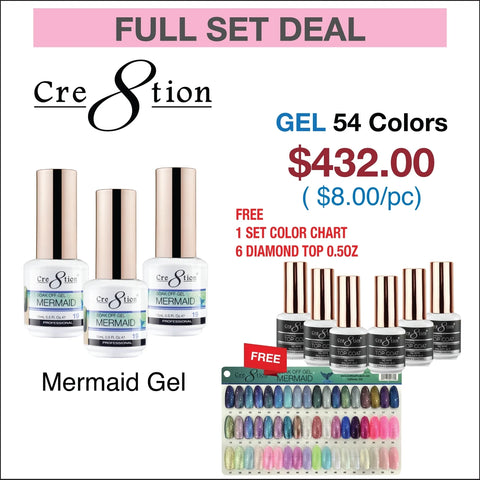 Cre8tion - Mermaid Full 2024 Collection - 54 Colors Soak Off Gel - $8.00/each