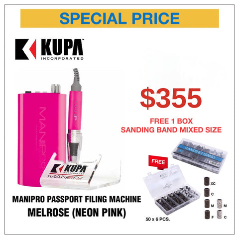 ManiPro Passport w/ Matching Color KP-60 Included - So Cal Collection - Melrose (Neon Pink) - Free 300pcs Sanding Bands