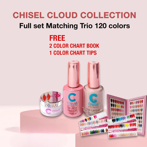 Chisel Cloud Nail Design Florida Collection - Full set Matching Trio 120 colors w/ 2 color chart books & 1 set color chart