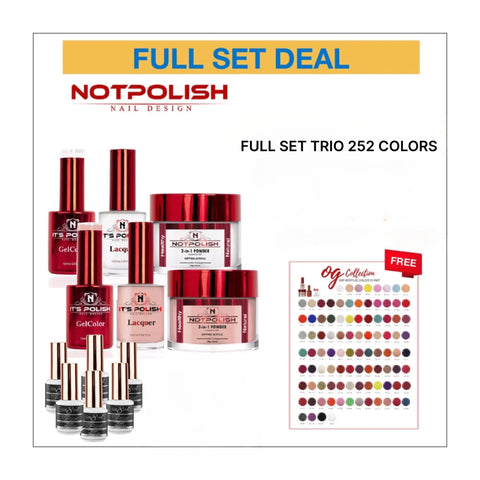 NotPolish Matching Duo- Full set 252 colors w/ 1 set Color Chart + (Free Led Lamp+ 6pcs Cre8tion Top Coat 0.5oz )