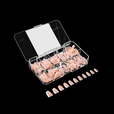 Neutrals Gel-X® Chloe Natural Coffin Short Box of Tips 150pcs - 11 Sizes