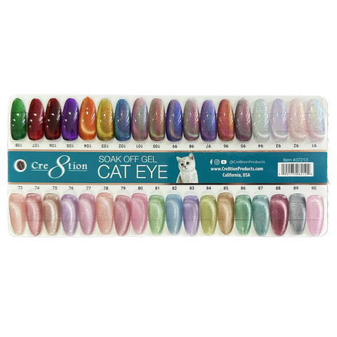 Cre8tion Cat Eye Soak Off Gel 0.5oz - Full Set 36 Colors (#73 - #108) with Free Magnet & Color Charts