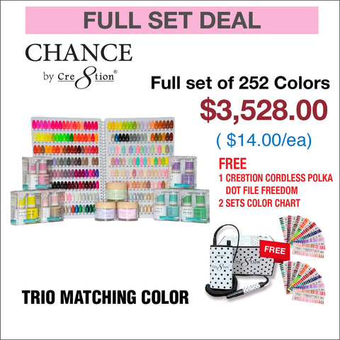 Chance Trio Matching color - Full set 252 colors w/ 2 sets Color Chart & 1 Cre8tion Polka Dot Cordless File Freedom