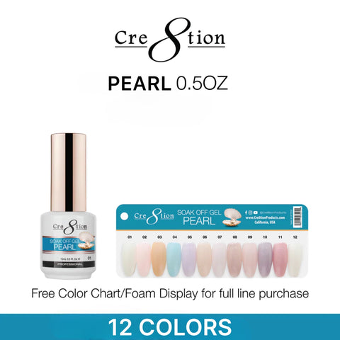 Cre8tion Pearl Soak Off Gel 0.5oz - Full Set 12 colors