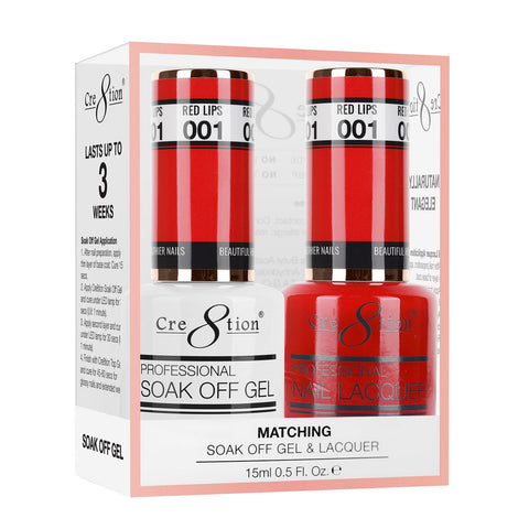 Cre8tion Matching Color Gel & Nail Lacquer 01 Red Lips