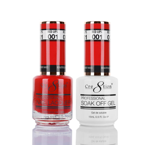 Cre8tion Matching Color Gel & Nail Lacquer 01 Red Lips