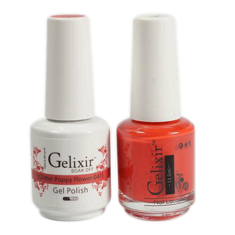 Gelixir - Matching Color Soak Off Gel - 041 Glitter Poppy Flower