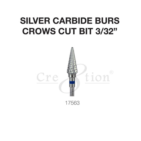 Cre8tion Silver Carbide Burs Crows Cut Bit 3/32"