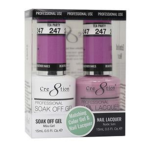 Cre8tion Matching Color Gel & Nail Lacquer 247 TEA PARTY