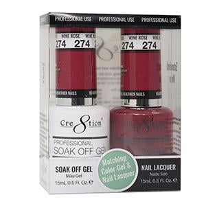 Cre8tion Matching Color Gel & Nail Lacquer 274 WINE ROSE