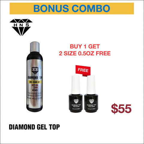 HNS Diamond Gel Top 8oz Refill - Buy 1 Get 2 Size 0.5oz Free