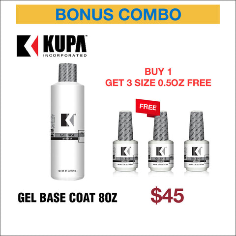 Kupa Gel Base Coat 8oz - Buy 1 Get 3 Size 0.5oz Free