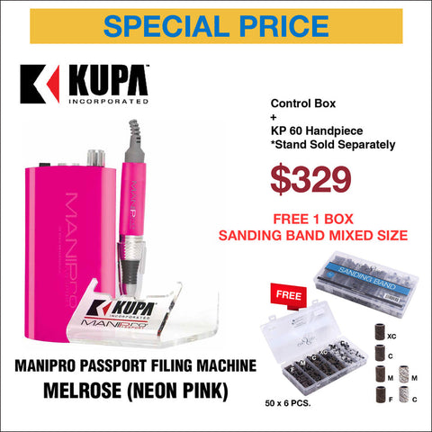 ManiPro Passport w/ Matching Color KP-60 Included - So Cal Collection - Melrose (Neon Pink) - Free 300pcs Sanding Bands #17644