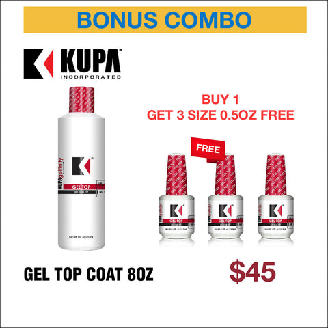 Kupa Gel Top Coat 8oz - Buy 1 Get 3 Size 0.5oz Free