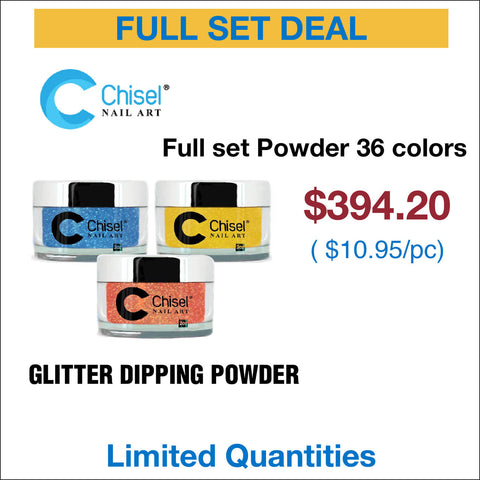 Chisel Full Set - Glitter Dipping Powder 2oz - 36 Colors #GL01 - #GL36