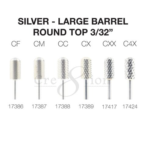 Cre8tion Silver Carbide- Large Barrel-Round Top 3/32"