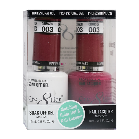 Cre8tion Matching Color Gel & Nail Lacquer 03 Crimson - Lamaisononlinestore