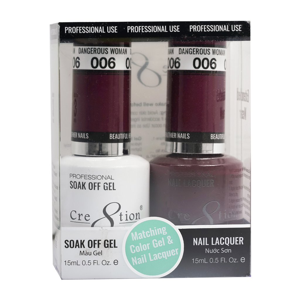 Cre8tion Matching Color Gel & Nail Lacquer 06 Dangerous Woman - Lamaisononlinestore